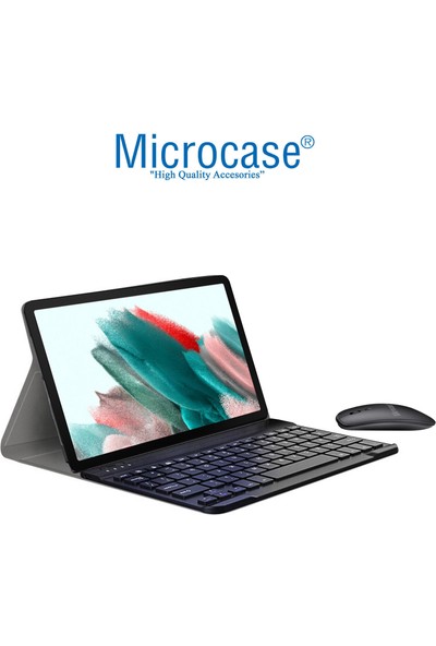 Microcase Samsung Galaxy Tab A8 SM-X200 10.5 (2021) Bluetooth Klavye ve Mouse + Standlı Kılıf - Bkk6
