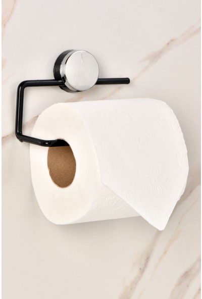 Hagen Paslanmaz Yapışkanlı Tuvalet Kağıtlık, Wc Kağıtlık Mat Siyah