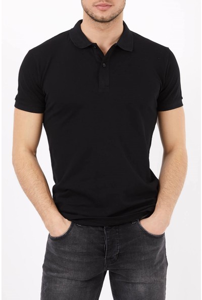 Belifanti Collection Erkek Polo Yaka Tişört T-Shirt Siyah