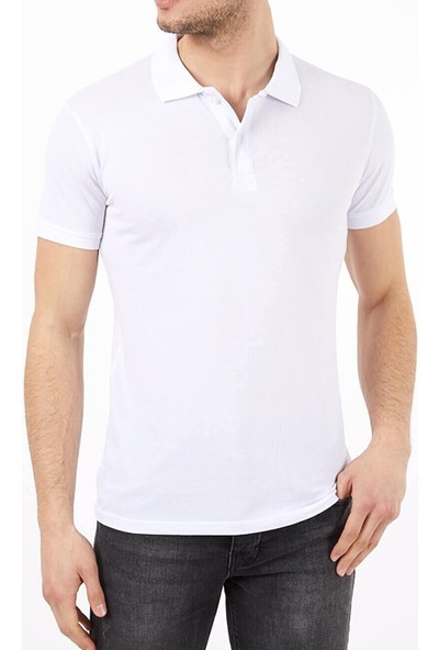 Belifanti Collection Erkek Polo Yaka Tişört T-Shirt Beyaz