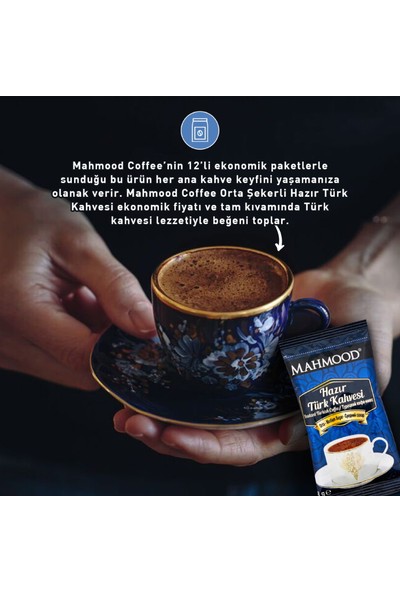 Mahmood Coffee Hazır Türk Kahvesi Orta 8 gr 12' li