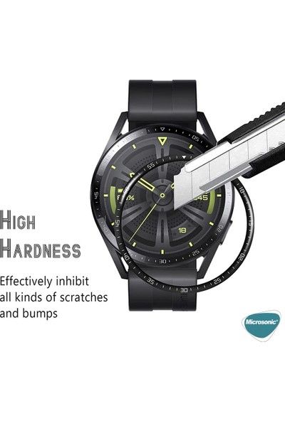 Microsonic Huawei Watch Gt3 46MM Tam Kaplayan Temperli Cam Full Ekran Koruyucu Siyah