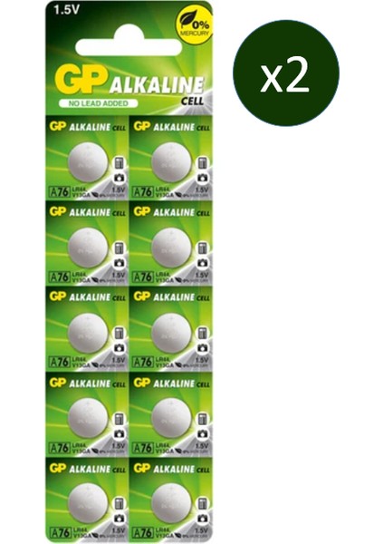 Gp 20'li A76 1.5V Alkalin Düğme Pil LR44-AG13 (A76F-2C10)