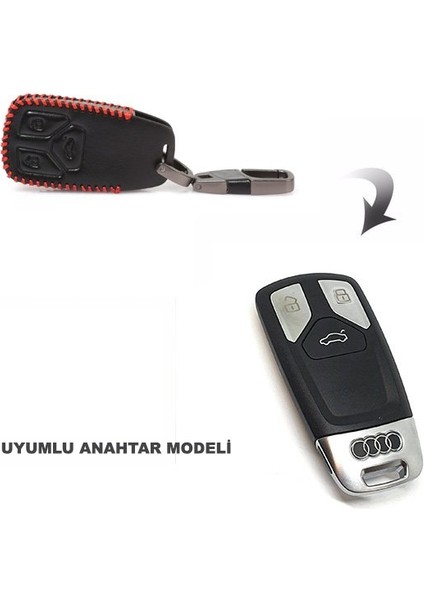(Audi A4 A4L A5 A6L S5 S7 Q5 Q7 Tts Uyumlu) Deri Anahtar Kılıfı