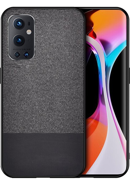 Oneplus 9 Pro Fabrik Serisi Kumaş ve Deri Desen Kılıf - Siyah