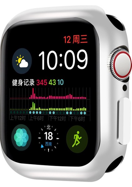 Apple Watch Uyumlu 7 41 mm Önü Açık Tasarım Parlak Silikon Kılıf - Gümüş