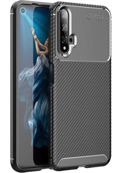Huawei Nova 5t Kılıf Antişok Karbon Desenli Regnor Silikon Kapak