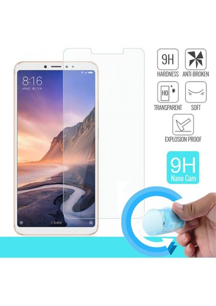 Xiaomi Mi Max 3 Esnek Nano Cam Ekran Koruyucu Cam ve Plastik Karışımı