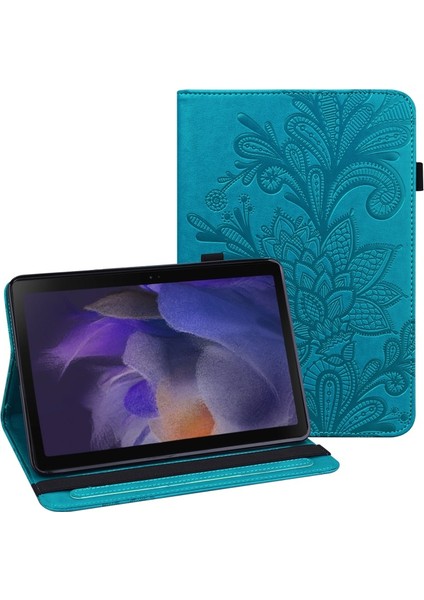 Galaxy Tab A8 Için Standlı Desen Baskılı Deri Tablet Kılıfı - Mavi (Yurt Dışından)