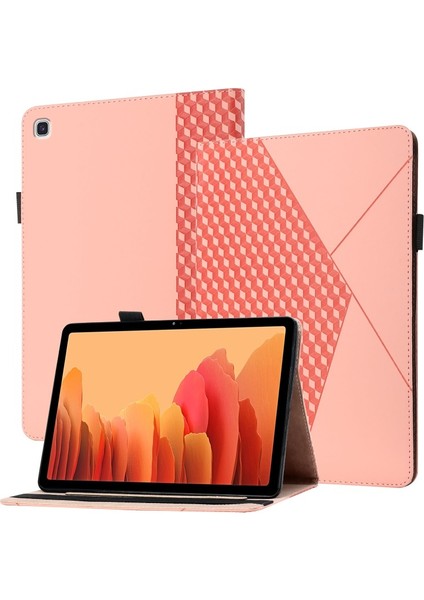 Galaxy Tab A7 10.4 Için Kart Bölmeli Standlı Deri Tablet Kılıfı - Pembe (Yurt Dışından)