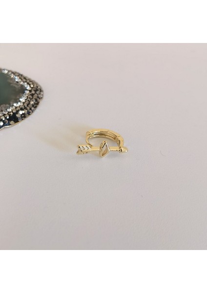 Zirkon Taşlı Gold Oklu Halka Piercing- Çap 6 mm