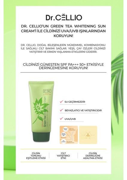 Green Tea Yatıştırıcı Leke ve Iz Karşıtı Koruyucu SPF50+ Pa Güneş Koruyucu Krem