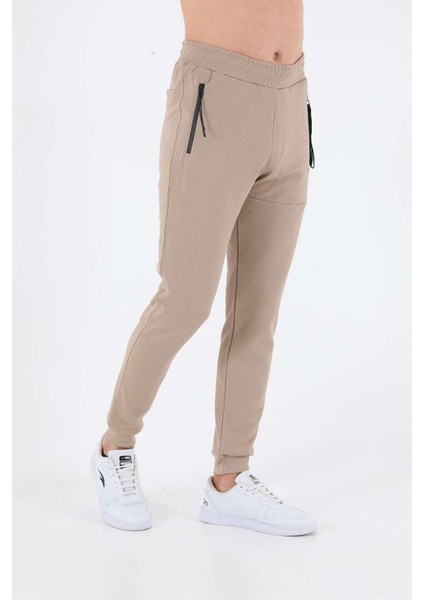 SlimFit Erkek Ribana Paça Açık Vizon Pantolon 19428 modelleri