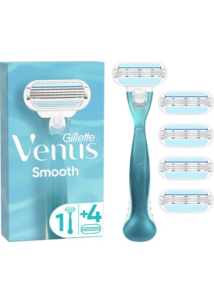 Gillette Venus Smooth Tıraş Makinesi + 5 Adet Yedek Başlık