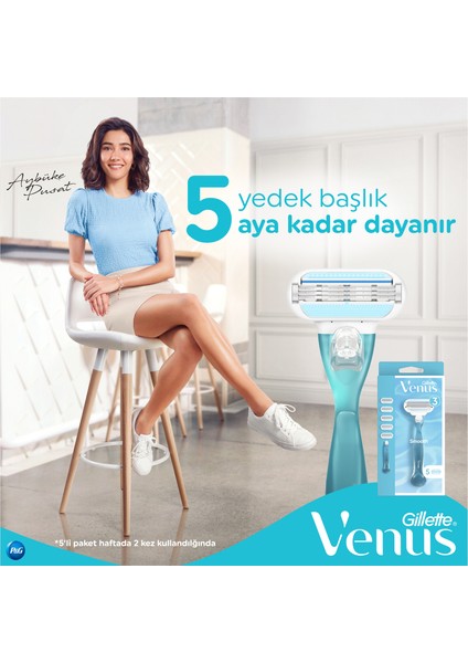 Gillette Venus Smooth Tıraş Makinesi + 5 Adet Yedek Başlık