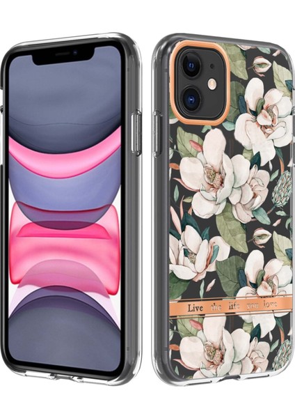 Çiçekler ve Bitkiler Tpu Telefon Kılıfı Için iphone 11 Yeşil Gardenia
