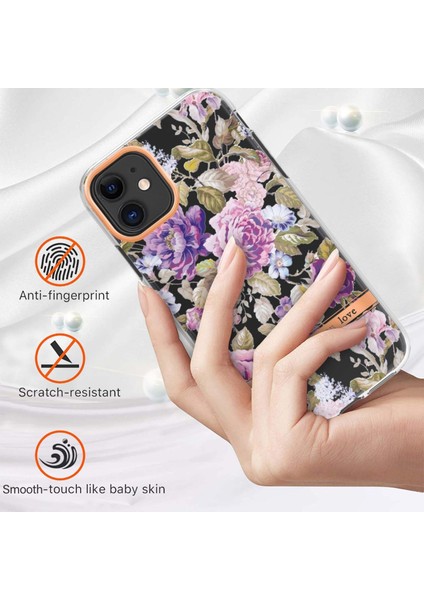 Çiçekler ve Bitkiler Tpu Telefon Kılıfı Için iphone 11 Mor Şakgriık modelleri