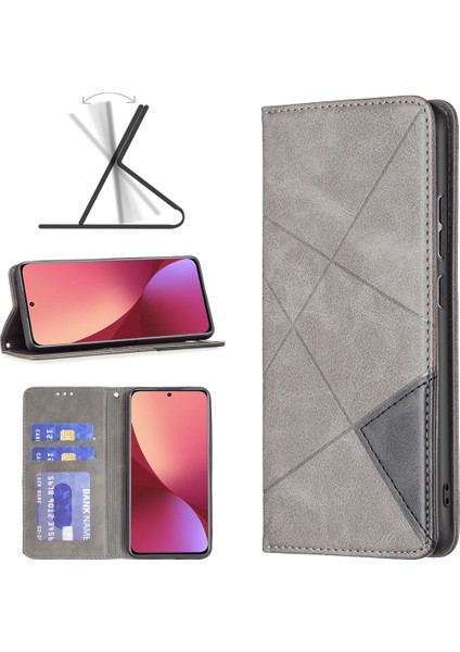 Xiaomi Mi 12 Gri Için Prizmatik Deri Kılıf fiyatları