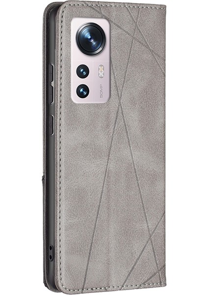 Xiaomi Mi 12 Gri Için Prizmatik Deri Kılıf modelleri
