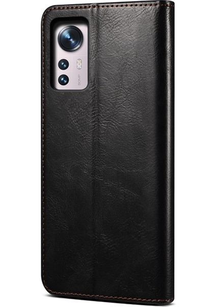 Xiaomi Mi 12 Siyah Için Basit Balmumu Doku Kılıfı modelleri
