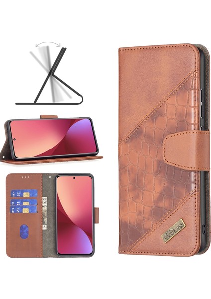 Xiaomi Mi 12 Kahverengi Için Timsah Doku Deri Kılıf fiyatları