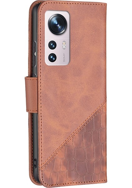 Xiaomi Mi 12 Kahverengi Için Timsah Doku Deri Kılıf modelleri