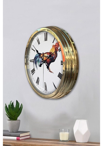 40 cm Gold Metal Horoz Hediye Dekoratif Duvar Saati modelleri