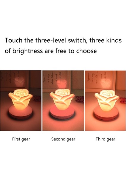 USB Şarjlı Gül Şeklinde Gece Lambası - Beyaz (Yurt Dışından) fiyatları