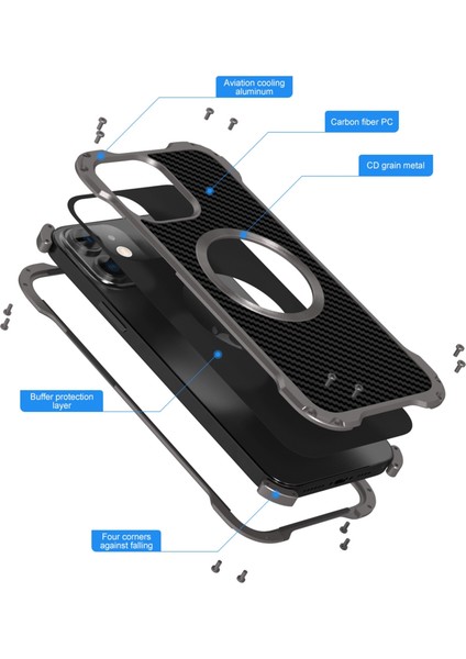RJ51 Içi Boş Darbeye Metal Koruyucu Telefon Kılıfı Için iPhone 12 Pro Max (Yurt Dışından) fiyatları