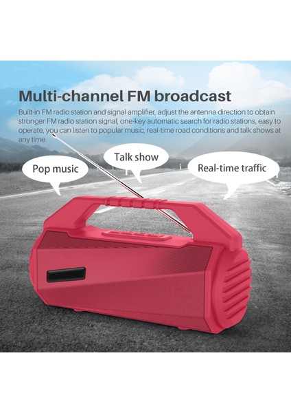 Nr- 4025FM Ekranlı Taşınabilir Tutacaklı Antenli Bluetooth Hoparlör - Kırmızı (Yurt Dışından) modelleri
