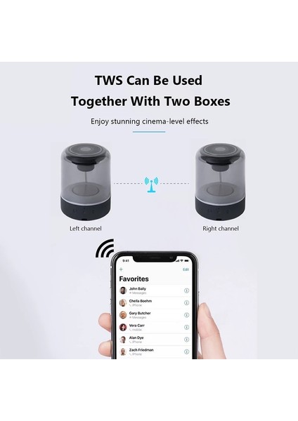 JY03 Tws Rgb Saydam Taşınabilir Kablosuz Hoparlör - Siyah (Yurt Dışından)