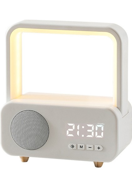 Taşınabilir Dijital Saatli Bluetooth Hoparlör - Beyaz (Yurt Dışından)