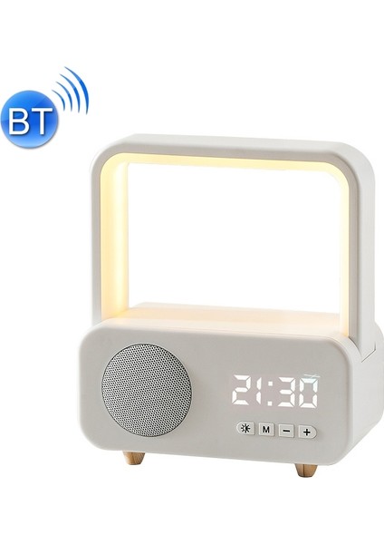 Taşınabilir Dijital Saatli Bluetooth Hoparlör - Beyaz (Yurt Dışından)