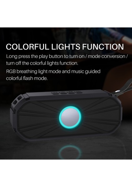 NR-9012 Taşınabilir Kablosuz Bluetooth Destekli Hoparlör - Siyah (Yurt Dışından)