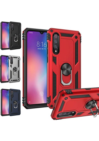 Samsung Galaxy A50 Kılıf Yüzüklü Çift Katlı Kapak Kılıf +Nano Cam