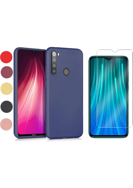 Xiaomi Redmi Note 8 Kılıf Premier Mat Silikon Kamera Koruma + Cam