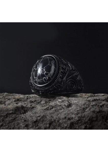 TS001623 Siyah Doğal Koruyucu Tılsım 1 Ölçü=10 Erkek Yüzük