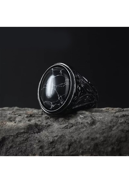 TS001623 Siyah Doğal Koruyucu Tılsım 1 Ölçü=10 Erkek Yüzük fiyatları
