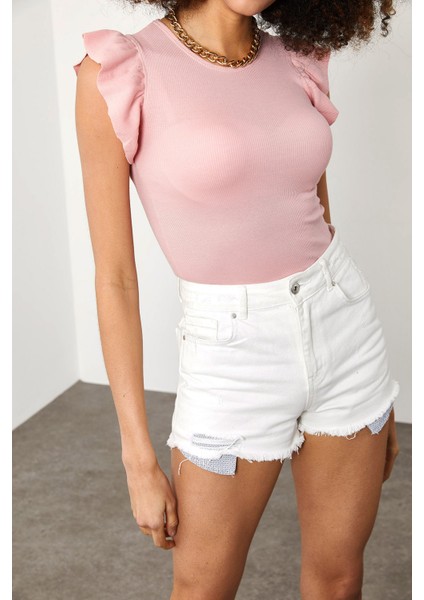 Pembe Kolları Fırfırlı Kaşkorse Bluz 1YZK2-11708-20 indirimleri