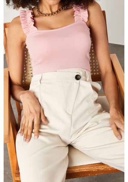 Pembe Büzgü Askılı Bluz 1YZK2-11710-20 fırsatları