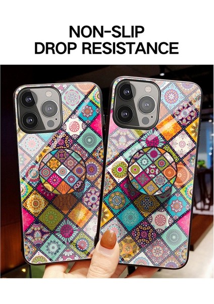 iPhone 13 Pro 6.1 Inç Uyumlu Koruyucu Camlı Desen Baskılı Telefon Kılıfı - Çok Renkli (Yurt Dışından) fiyatları