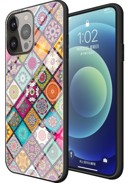 iPhone 13 Pro 6.1 Inç Uyumlu Koruyucu Camlı Desen Baskılı Telefon Kılıfı - Çok Renkli (Yurt Dışından) modelleri