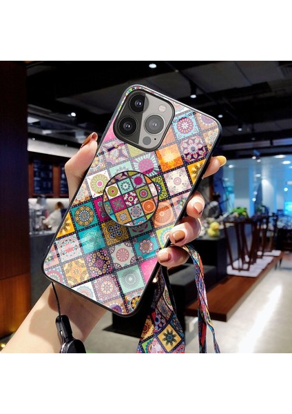 iPhone 13 Pro 6.1 Inç Uyumlu Koruyucu Camlı Desen Baskılı Telefon Kılıfı - Çok Renkli (Yurt Dışından) fırsatları