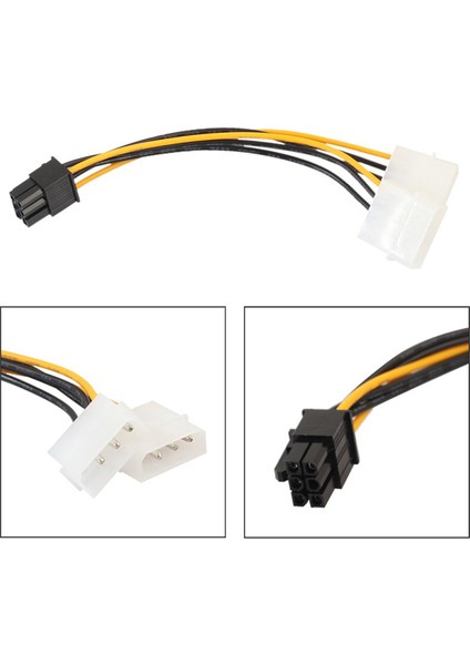 6 Pin Pci E To 2x4 Pin Molex Erkek Power Güç Kablosu 30 cm