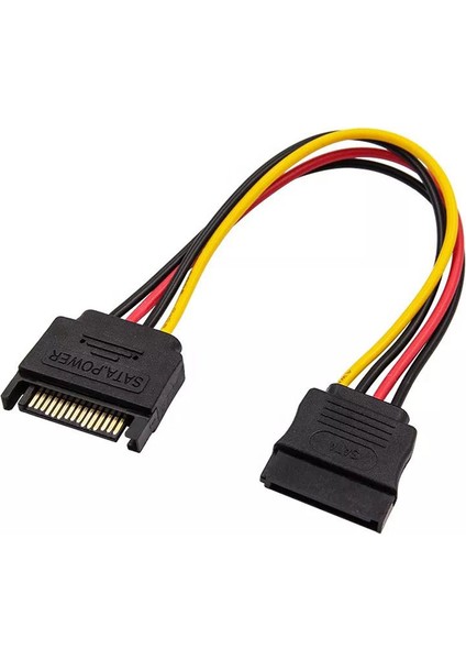 Sata Power 15 Pin Dişi Erkek Uzatma Kablosu 30 cm