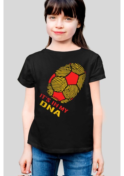 Renklerim Aslan Siyah Kısa Kollu Kız Çocuk T-Shirt