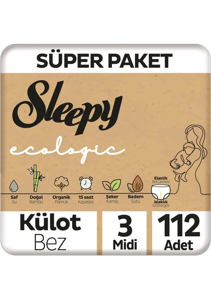 Ecologic Süper Paket Külot Bez 3 Numara Midi 112'li