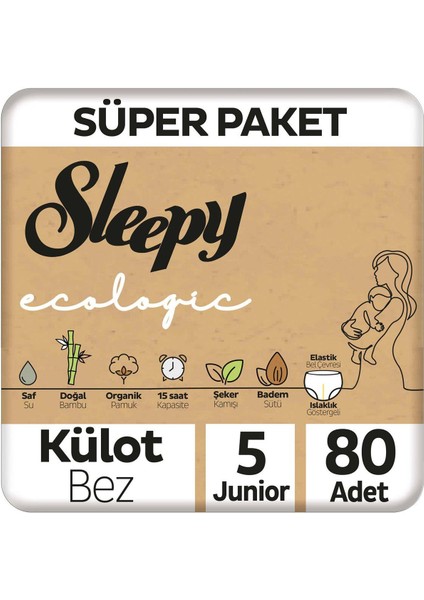 Ecologic Süper Paket Külot Bez 5 Numara Junior 80'li