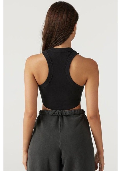 Kadın Bisiklet Yaka Fitilli Kolsuz Crop Bluz modelleri