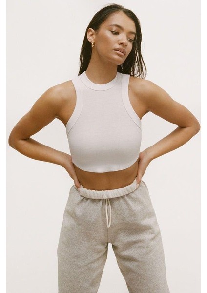 Kadın Bisiklet Yaka Fitilli Kolsuz Crop Bluz fiyatları